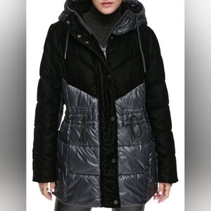 Andrew Marc Varna Velvet Hooded Puffer Jacket
